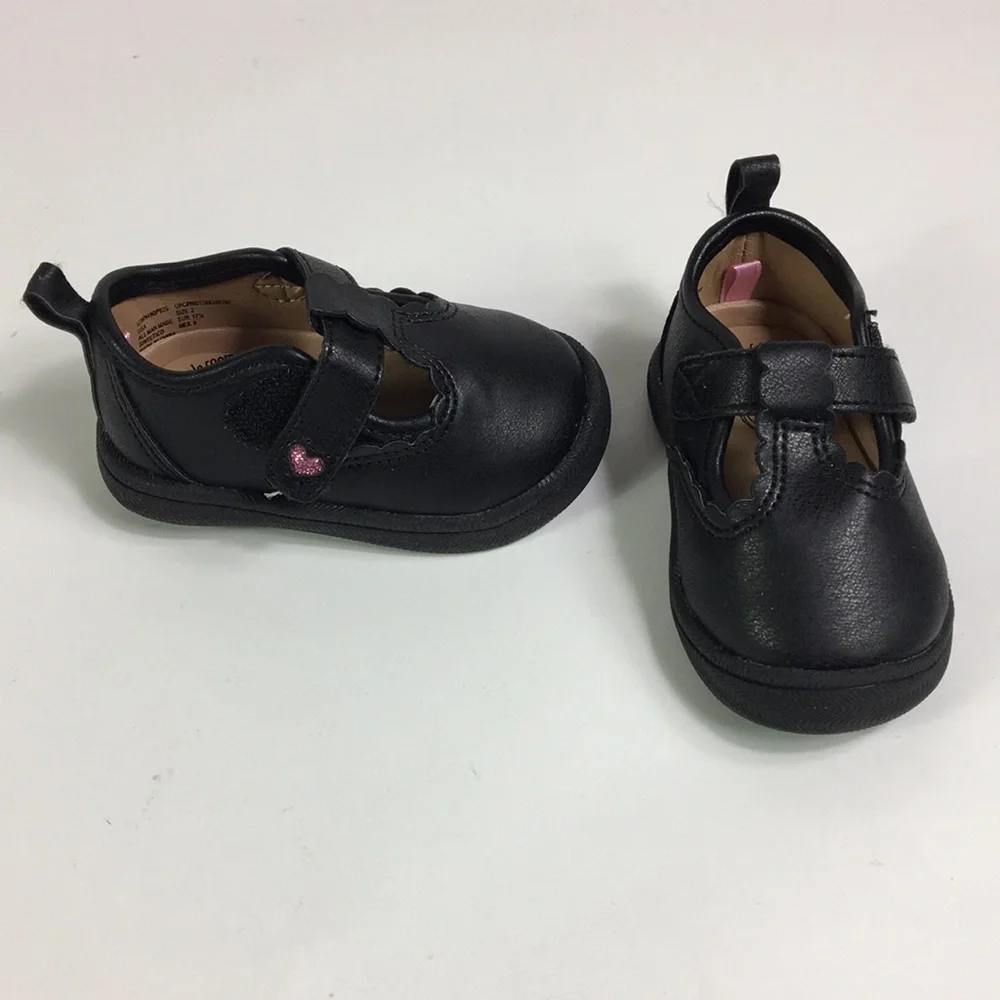 Baby Shoes‎ Size 2 Wonder Nation Girls Black Pink Heart